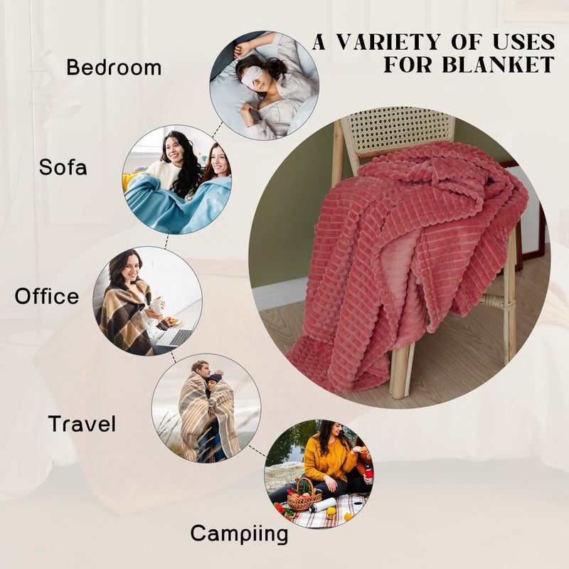 Simple&Opulence Coral Red Throw Blanket for Couch-Super Soft Fluffy Blankets for Women 50x70 Inches Cozy Lightweight Fleece Blanket for Home Decor - Image 2